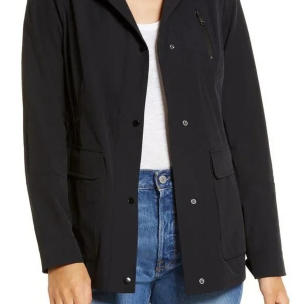 Sam Edelman Black Waterproof Lightweight Shirt-Jacket Shacket Rain Coat Small - Picture 2 of 12